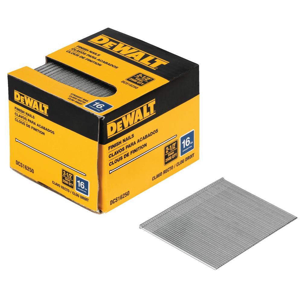 Dewalt DCA16150 1-1//2in 20 Degree Angled 16 Gauge Galvanized Finish Nail 2,500