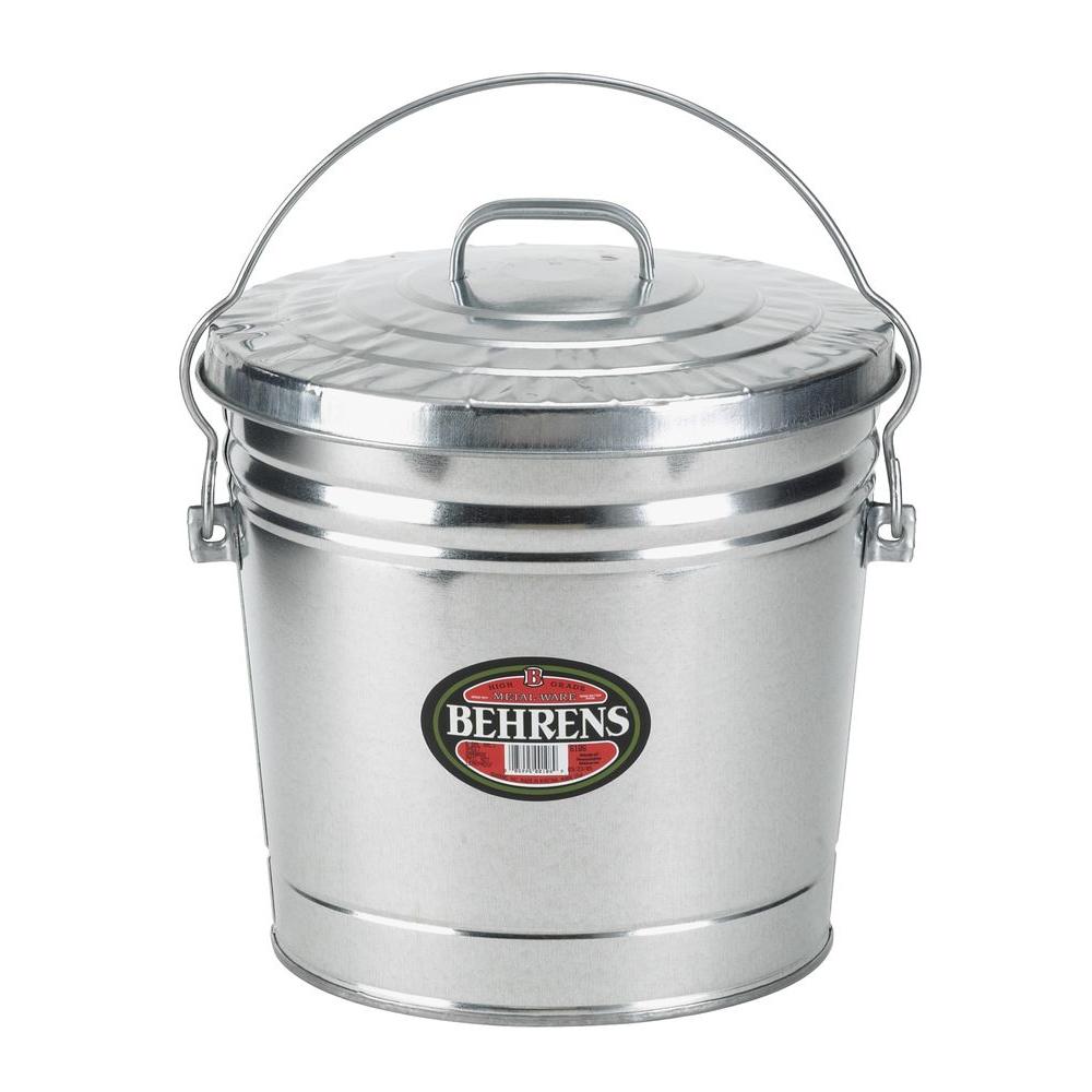 Behrens 6 Gal. Galvanized Steel Round Trash Can with Locking Lid ...