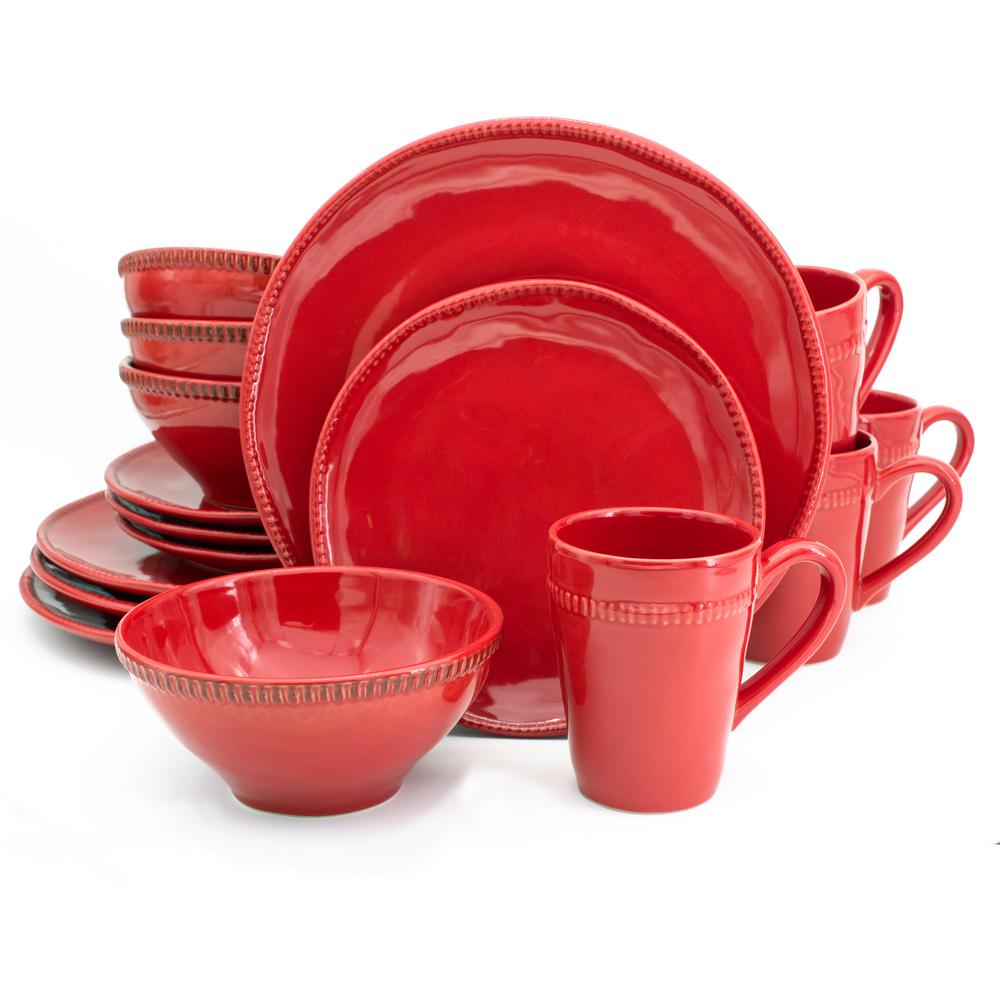Gibson Elite Althea 16 Piece Red Dinnerware Set 98597570m The Home Algarve 16 Piece Red Dinnerware Set