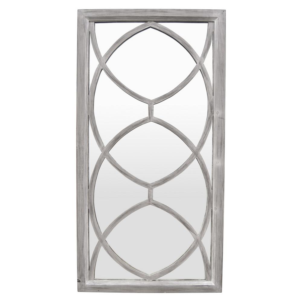 THREE HANDS 46 in. Gray Wash in Gray Wood Wall Mirror17892 The Home