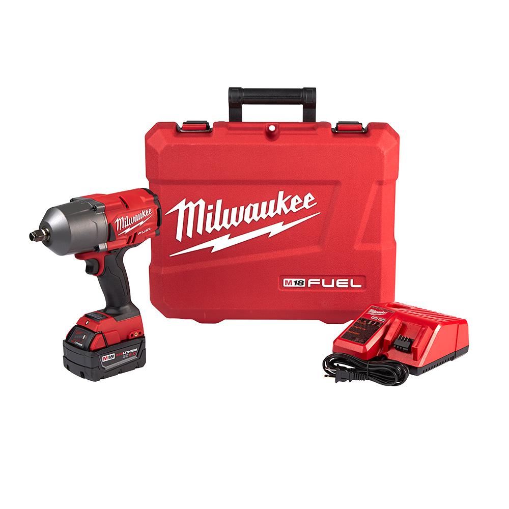 Milwaukee M18 FUEL 18-Volt Lithium-Ion Brushless Cordless 1/2 in. Impact Wrench with Friction Ring Kit W/ One 5.0Ah Battery