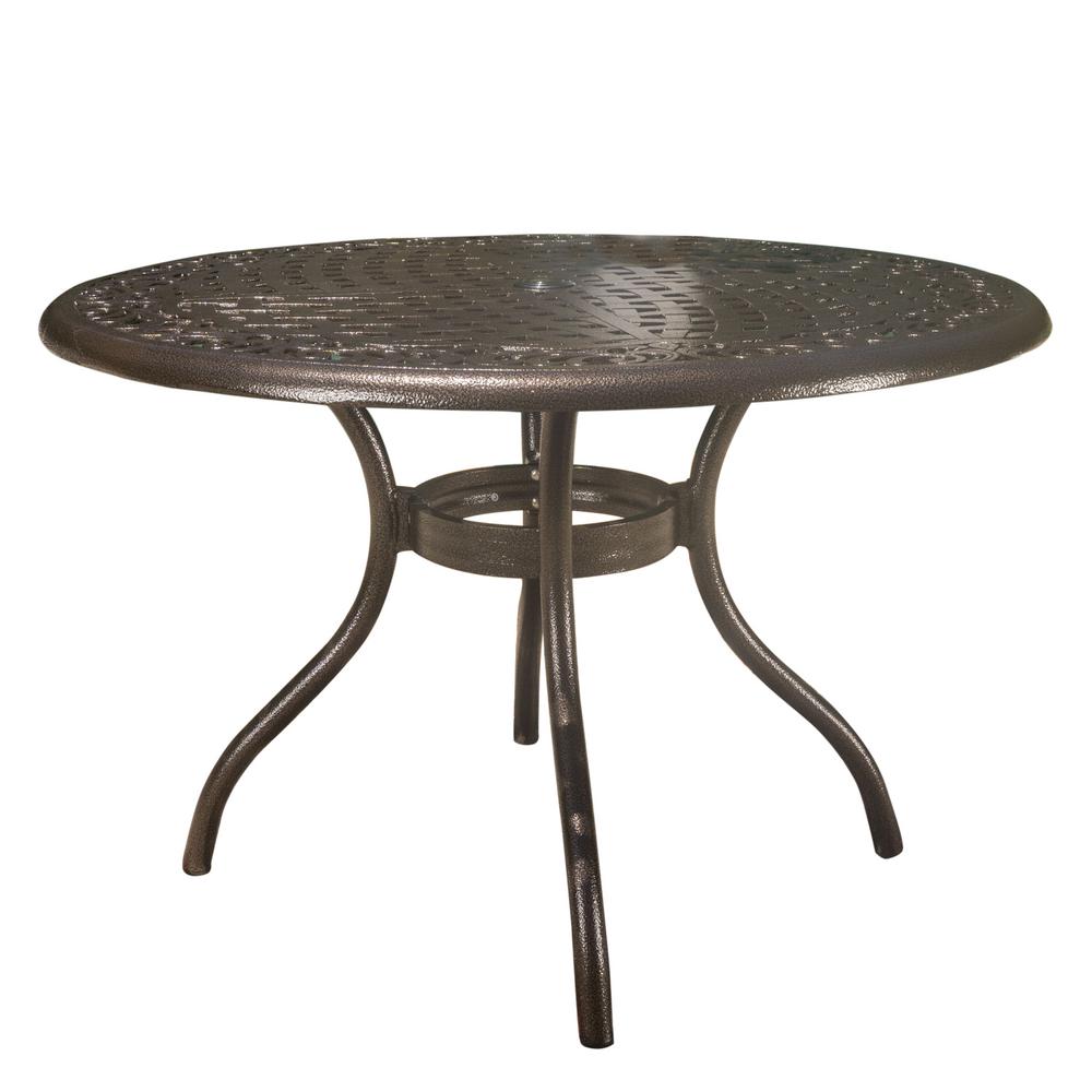 Noble House Phoenix Hammered Bronze Round Aluminum Outdoor Dining Phoenix Hammered Bronze Round Aluminum Outdoor Dining Table