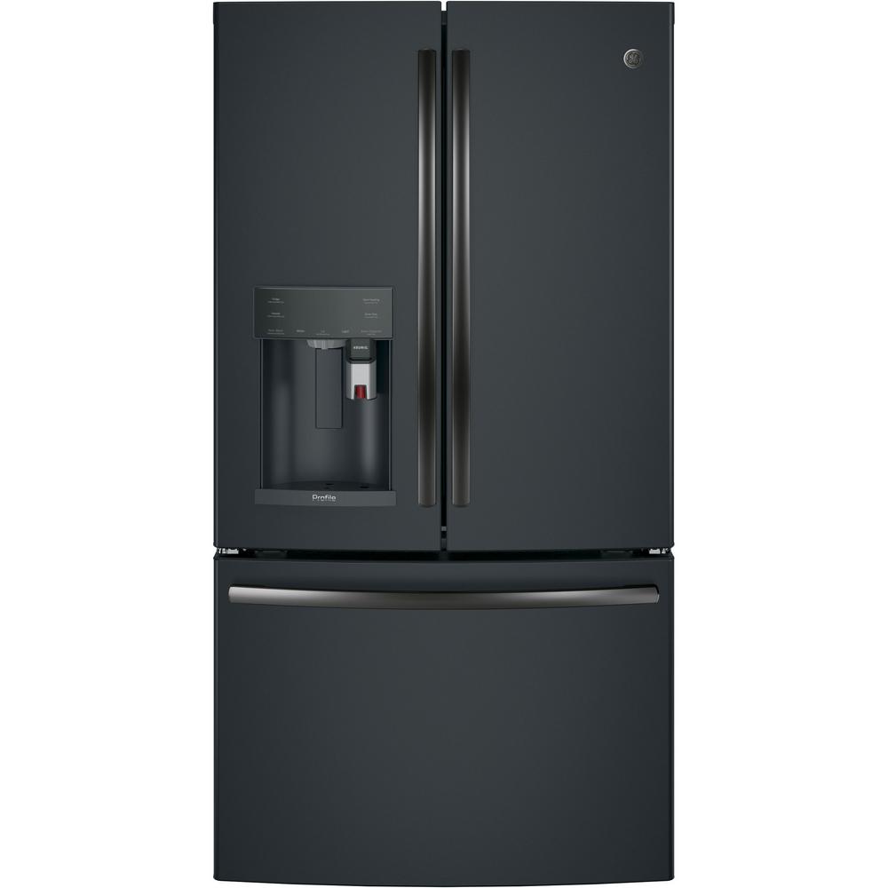 Ge Profile 22 2 Cu Ft Smart French Door Refrigerator With Keurig K Ge Profile 22 2 Cu Ft Smart French Door Refrigerator With Keurig K Cup And Wi Fi In Black Slate Counter Depth Pye22pelds The Home Depot