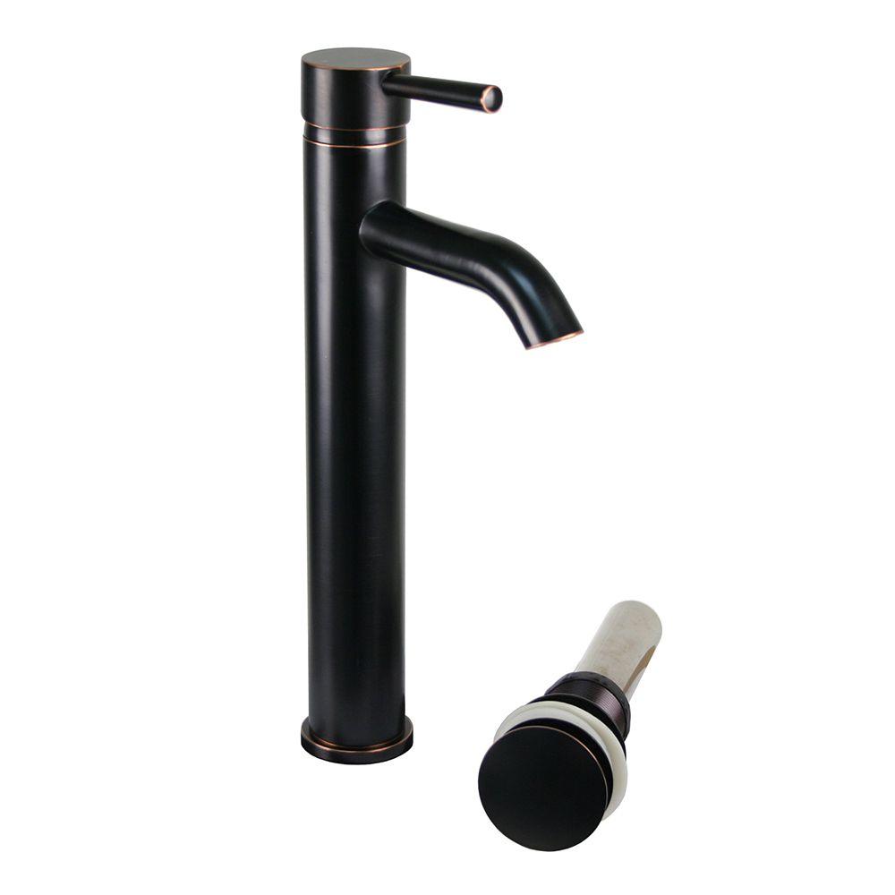 Brienza Moncalieri Single Hole Single Handle High Arc Vessel Bathroom Faucet With Drain In Oil Rubbed Bronze