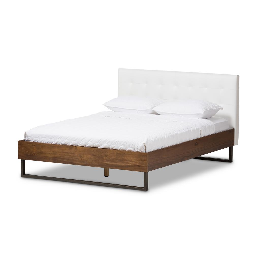 Baxton Studio Mitc White Faux Leather Upholstered Queen Platform Bed 28862 7351 Hd The Home Depot Baxton Studio Mitc White Faux, Upholstered Queen Bed White