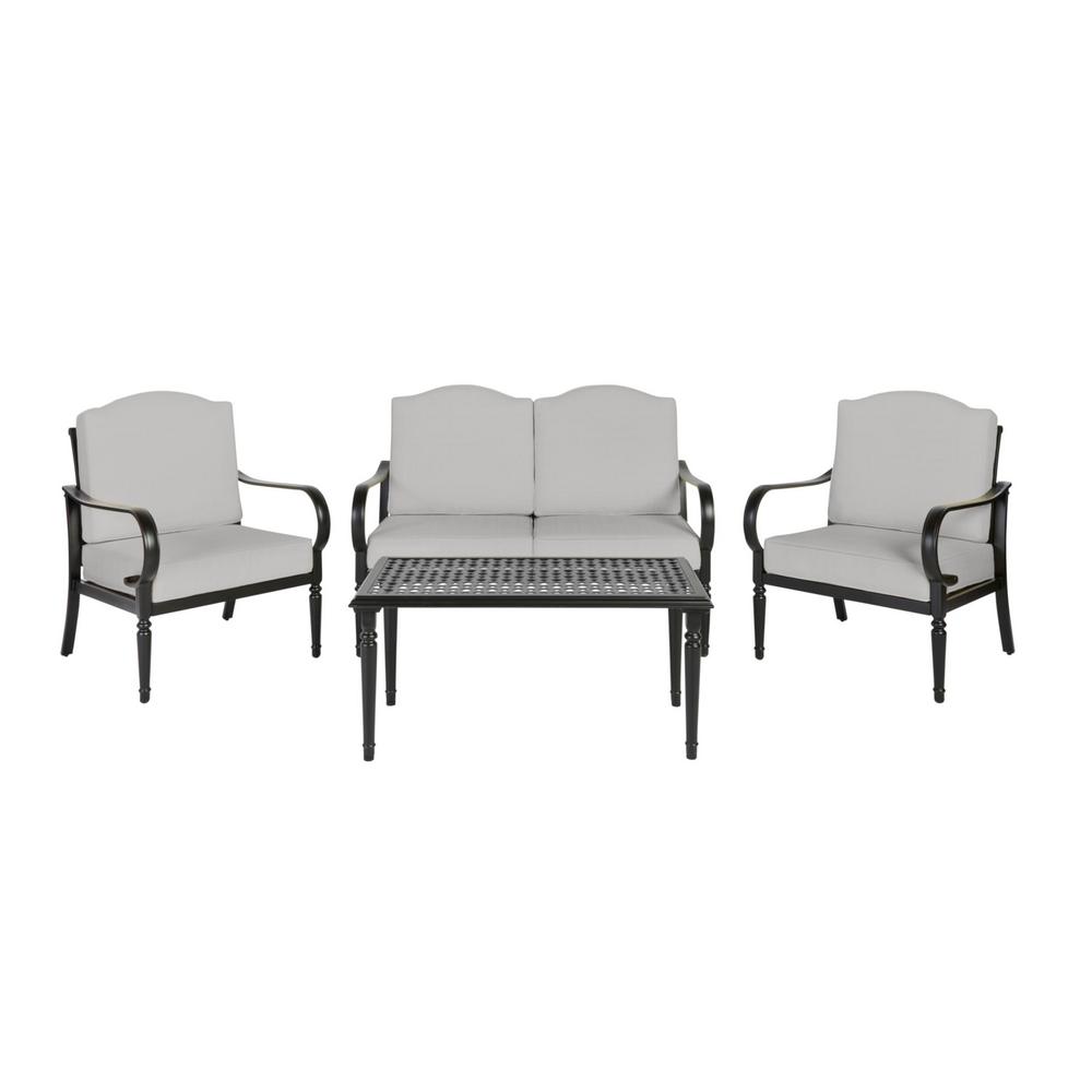 Hampton Bay Laurel Oaks Brown 4Piece Steel Outdoor Patio Conversation