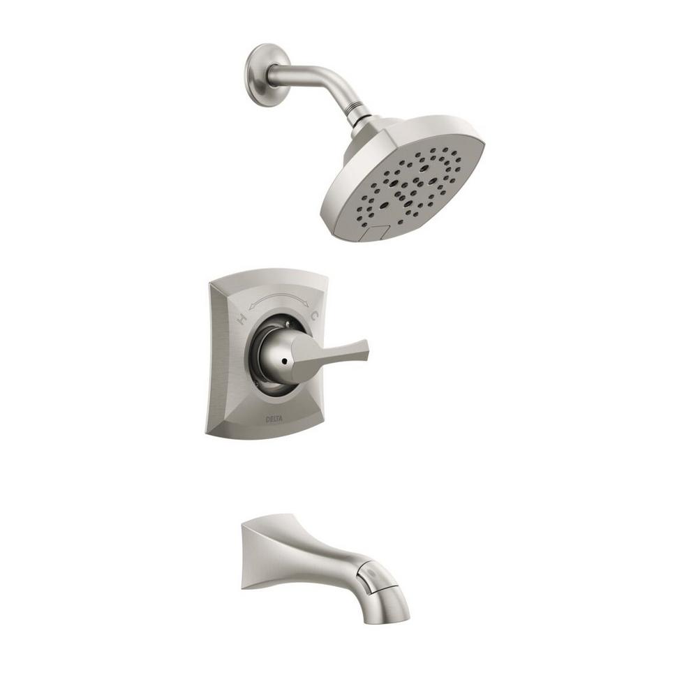 Delta Pierce SingleHandle 5Spray Tub and Shower Faucet in Spot Shield