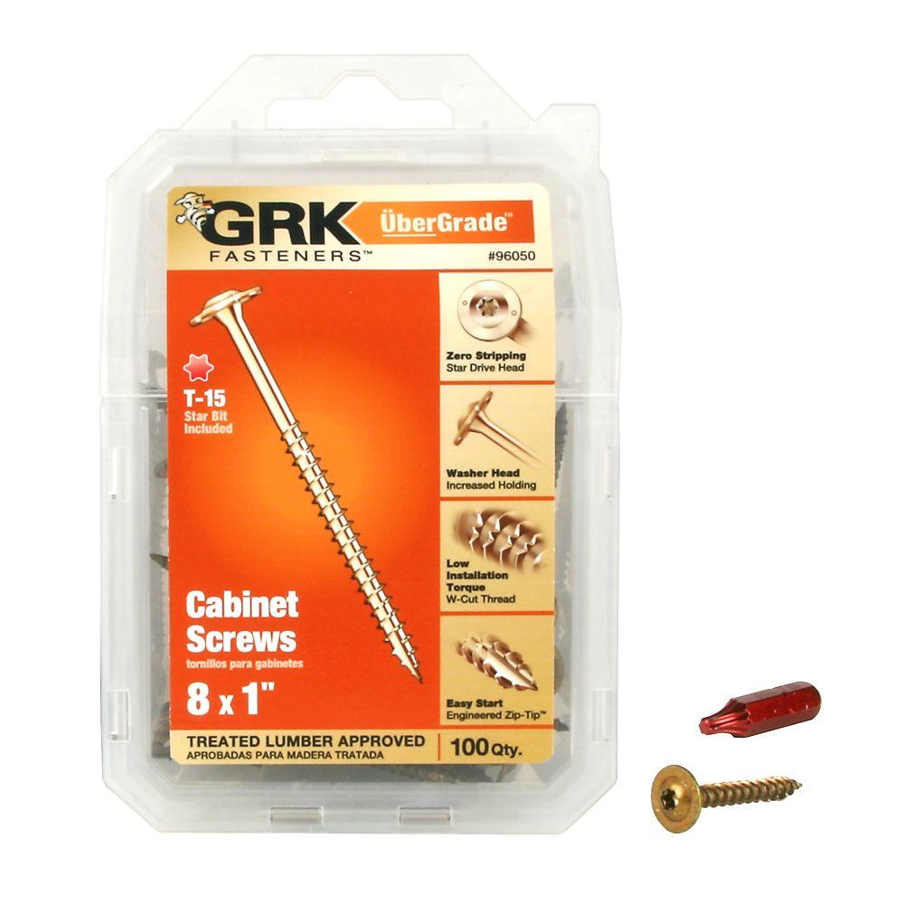 Grk Fasteners 8 X 1 In Star Drive Flat Washer Head Cabinet Screw