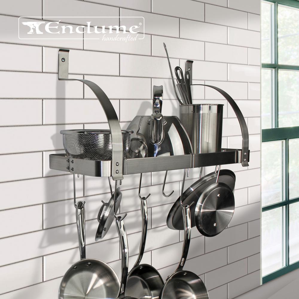 Stainless Steel Pot Racks Kitchen Storage Organization The New 24 In Stainless Steel One Piece Bookshelf Wall Rack