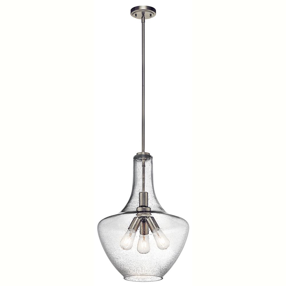 Kichler Everly 3 Light Brushed Nickel Bell Pendant With Clear Seeded Glass 42190ni The Home Depot - Seeded Glass Bell Pendant Shade Kichler Everly 3 Light Brushed Nickel Bell Pendant With Clear Seeded Glass 42190ni The Home Depot - Seeded Glass Bell Pendant Shade