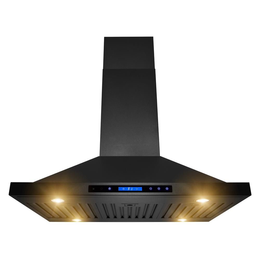 AKDY 36 in. 350 CFM Convertible Island Mount Kitchen Range Hood with