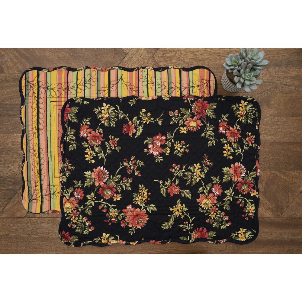 C F Home Black Aail Quilted Placemat Set Of 6 Aail Black Quilted Placemat Set
