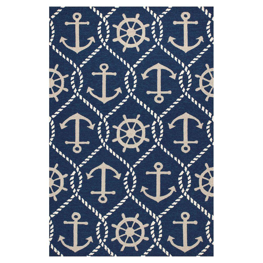 Kas Rugs Chevron Multi/Blue 6 ft. 9 in. x 9 ft. 6 in. All-Weather ...