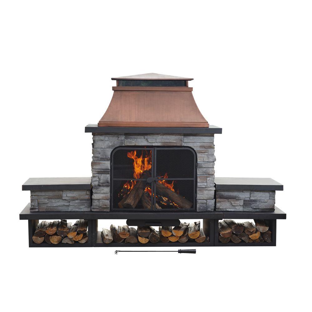 Sunjoy Seneca 51 In Wood Burning Outdoor Fireplace L Of083pst 2 The Home Depot 6758