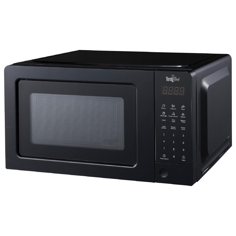 Total Chef 700 Watt Countertop Microwave Oven In Black With Digital Controls 0 7 Cu Ft 20 L Tcm07 The Home Depot