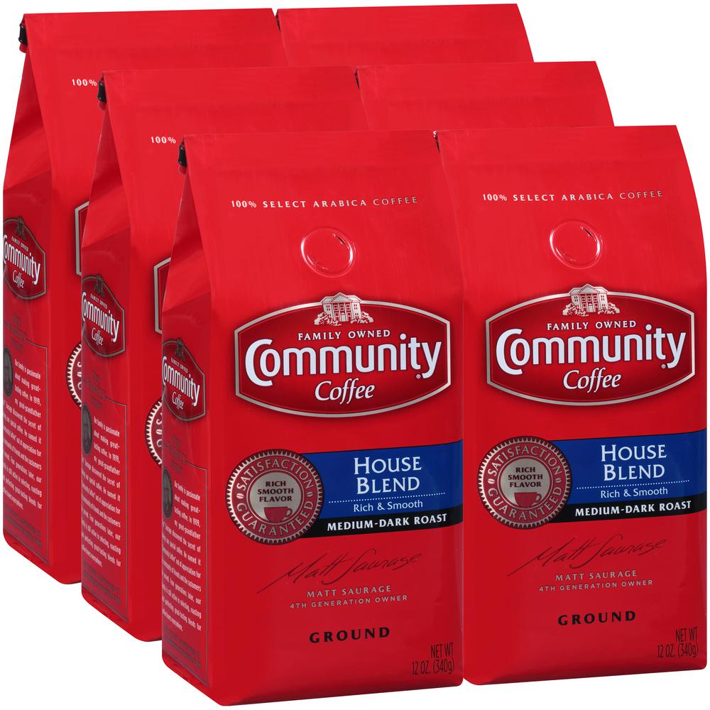 Community Coffee 12 oz. House Blend MediumDark Roast Premium Ground Coffee (6Pack)19046