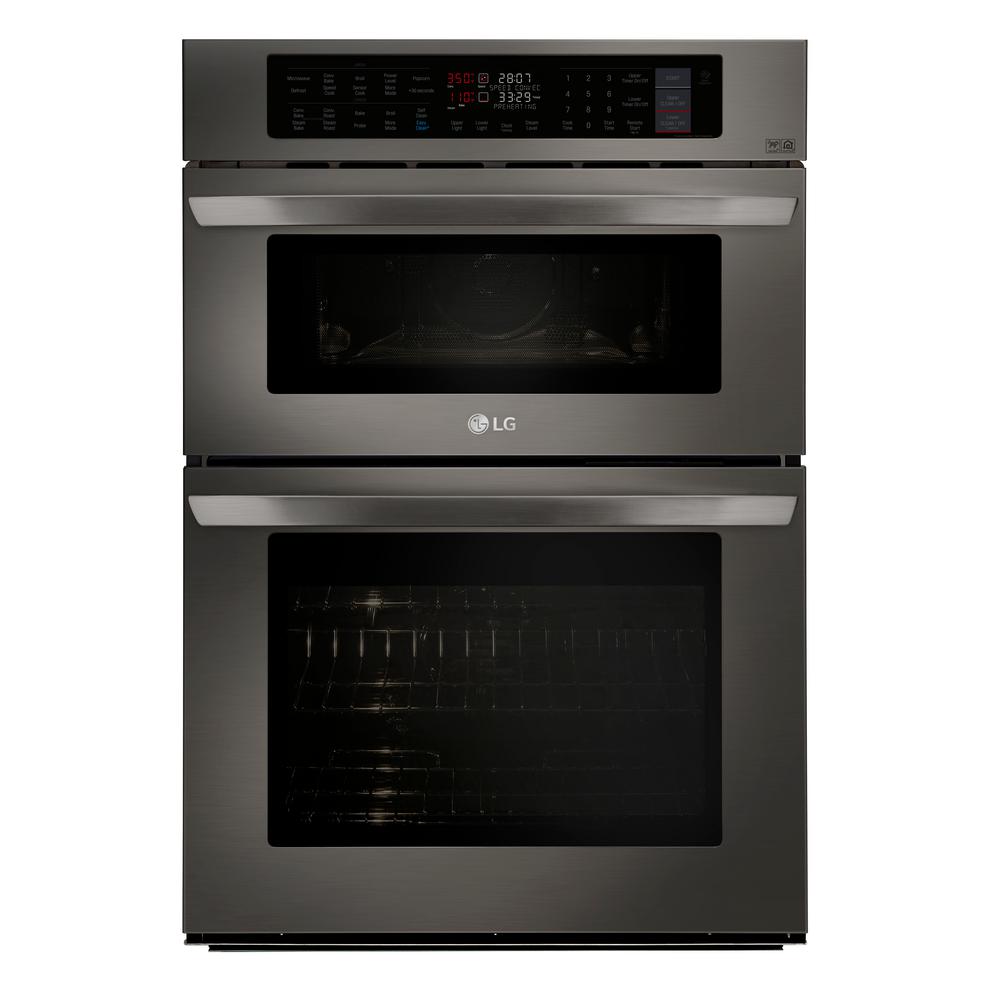 LG Electronics 30 in. Electric Convection and EasyClean Wall Oven with Built-In Microwave in Black Stainless Steel