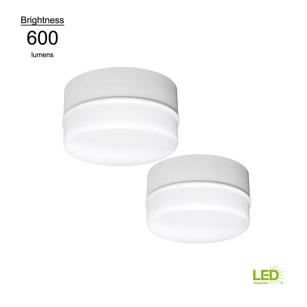 Commercial Electric 5 in. 50-Watt Equivalent White Integrated LED Flushmount (2-Pack)