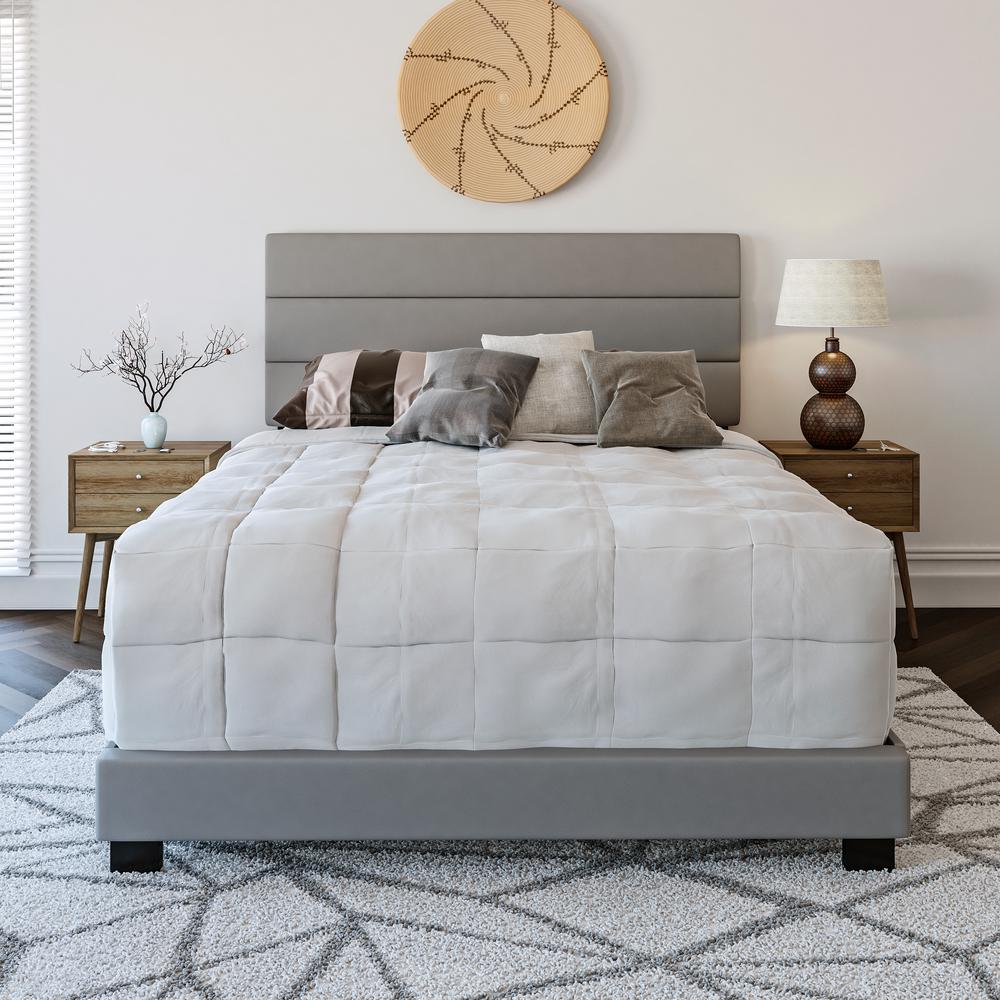 Rest Rite Vivian Faux Leather Grey Queen Upholstered Platform Bed Rest Rite Vivian Faux Leather Grey Queen Upholstered Platform Bed Frame