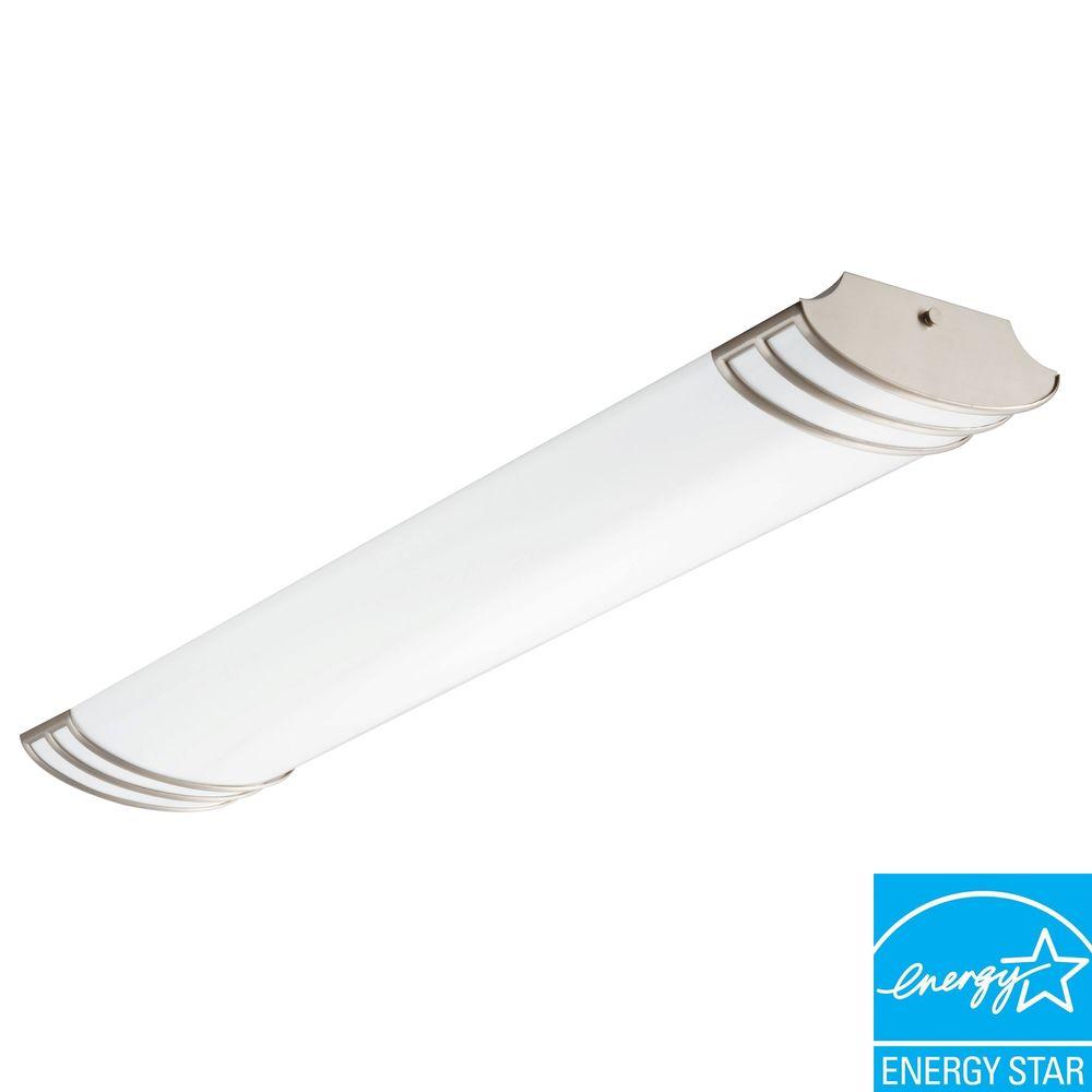 Rectangle Flush Mount Lights Lighting The Home Depot Futra 2 Light Brushed Nickel Fluorescent Ceiling Semi Flush Mount