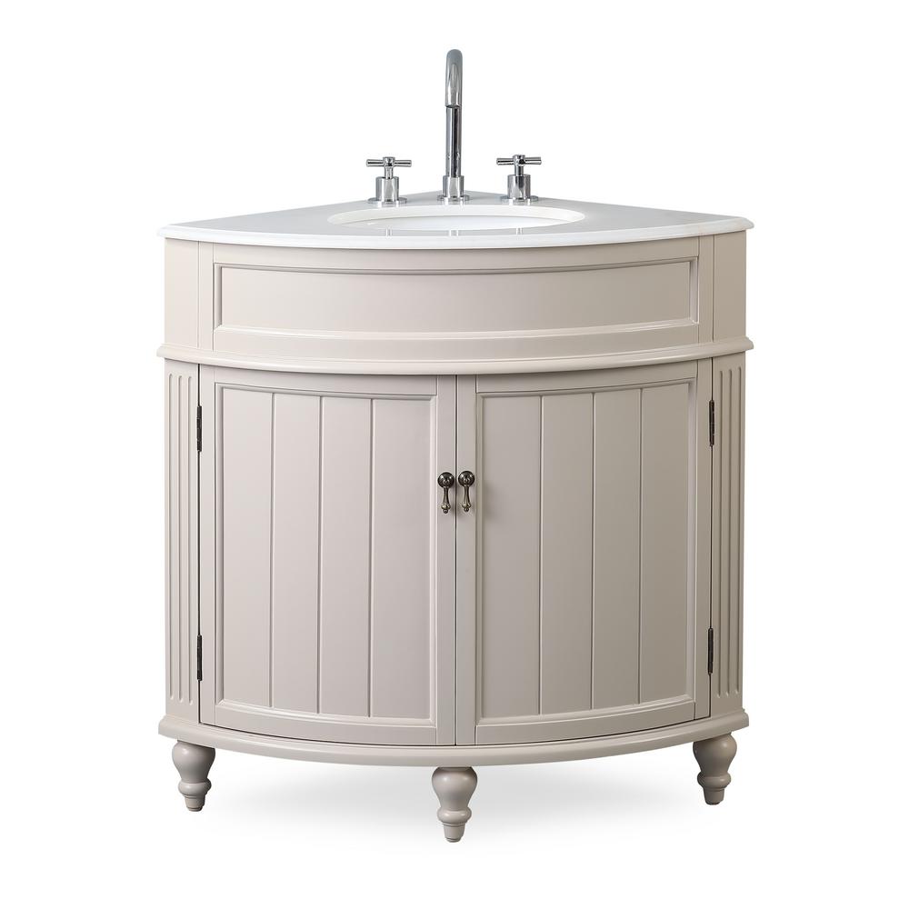 Thomasville 24 In W X 24 In D X 34 5 In H In Bath Vanity In Taupe With Marble Vanity Top In White With White Basin Zk 47599tp The Home Depot