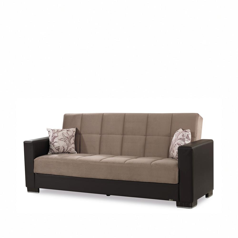 Ottomanson Armada Fabric Sand Brown Upholstery Sofa Sleeper Bed with