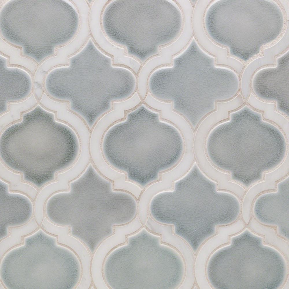 Backsplash Splashback Tile Flooring The Home Depot Oracle Arabesque Arctic Blue Marble And 10 1 4 In X 11