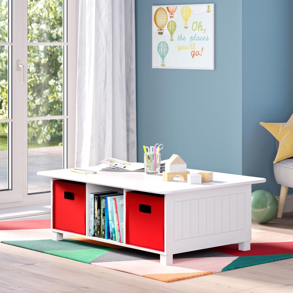White RiverRidge Home 02-165 Kids 6 Cubby Storage Activity Table