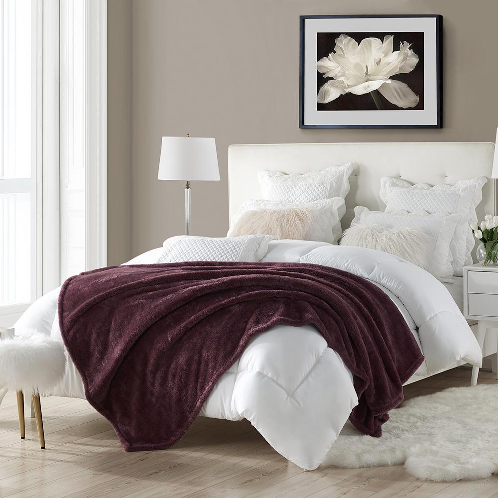 swift home 60 in. x 70 in. Wine Super Plush High Pile Faux Fur Oversized Throw Blanket, Red was $36.99 now $22.19 (40.0% off)