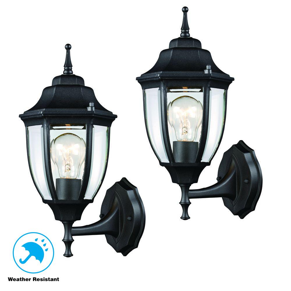 Hampton Bay Outdoor Wall Mounted Lighting The Black Outdoor Wall Lantern 2 Pack