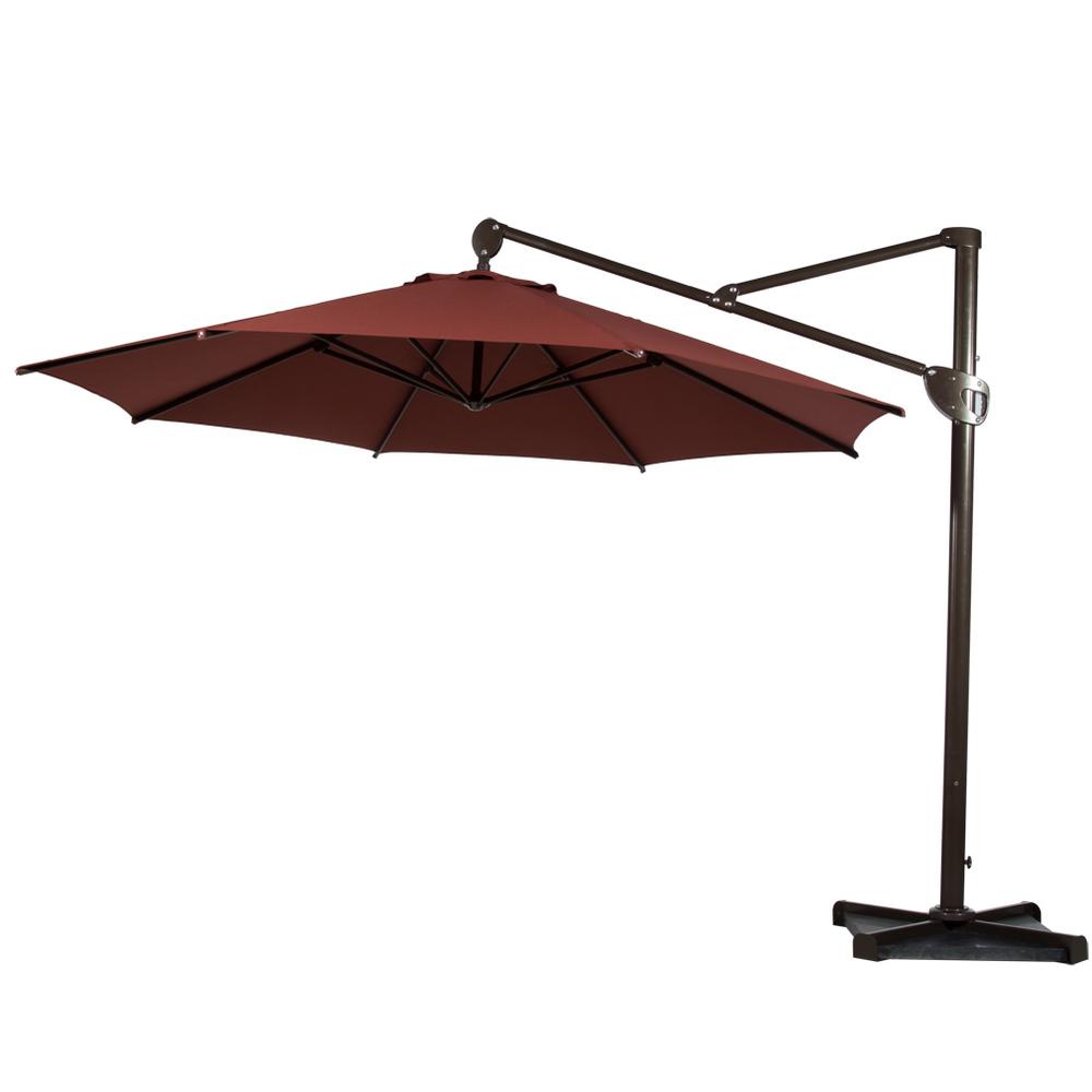 Abba Patio 11 Ft Hanging Cantilever Umbrella With Cross Base And Umbrella Cover Offset Patio Umbrella In Dark Red Apb2350dr The Home Depot