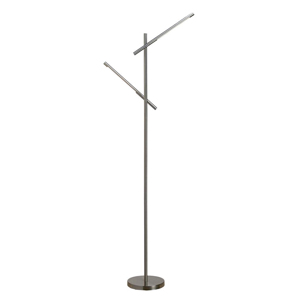 Hampton Bay Led 60 In Brushed Nickel Dual Floor Lamp 20052 001 Brushed Nickel Dual Floor Lamp
