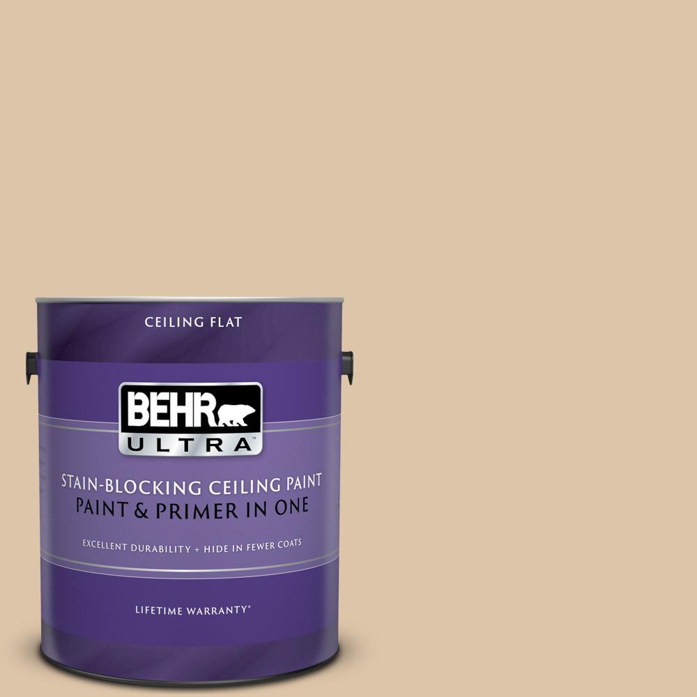 Behr Ultra 1 Gal Ppu4 13 Sand Motif Ceiling Flat Interior Paint And Primer In One