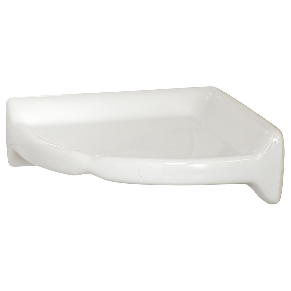 small white bathroom shelf