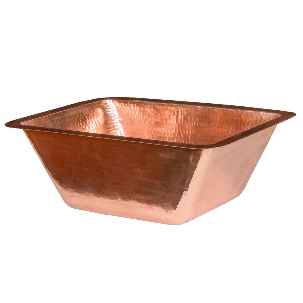 Premier Copper Products Under Counter Rectangle Hammered Copper 17 in
