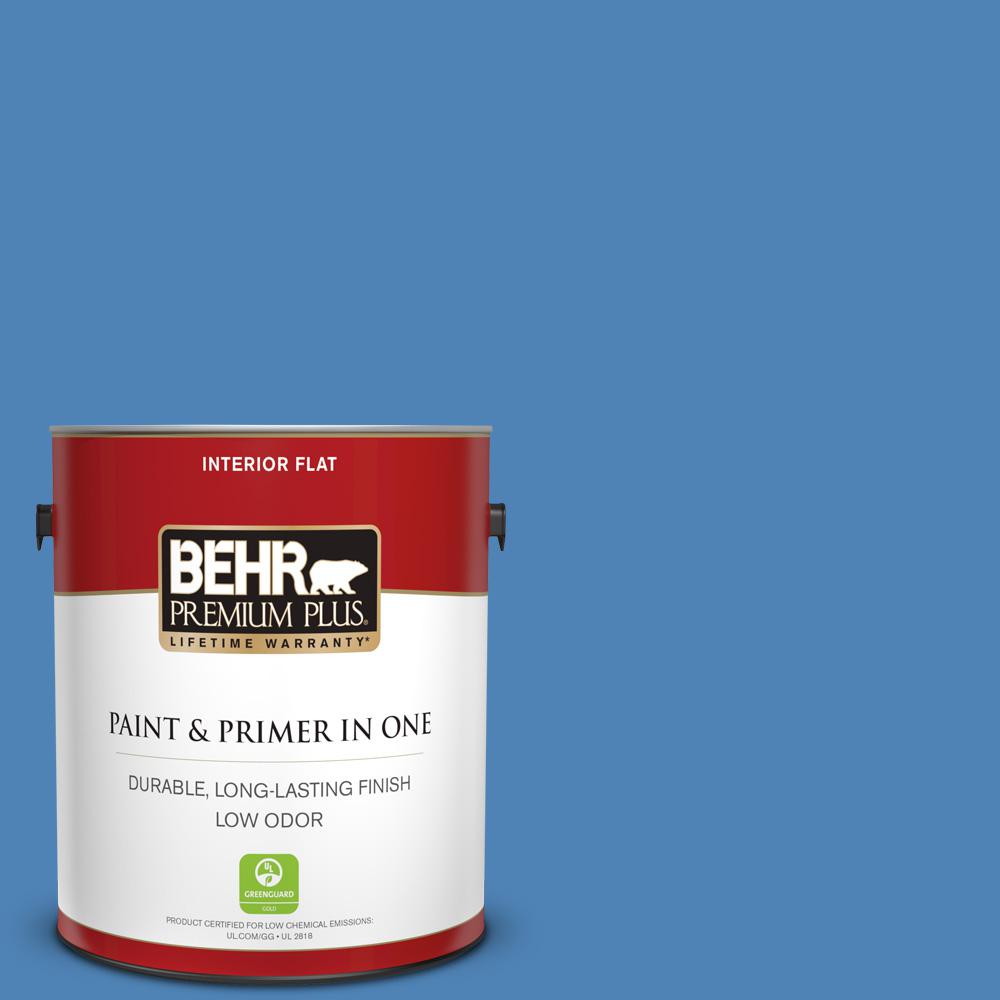 Behr Premium Plus 1 Gal Ppu15 06 Neon Blue Flat Low Odor Interior Paint And Primer In One