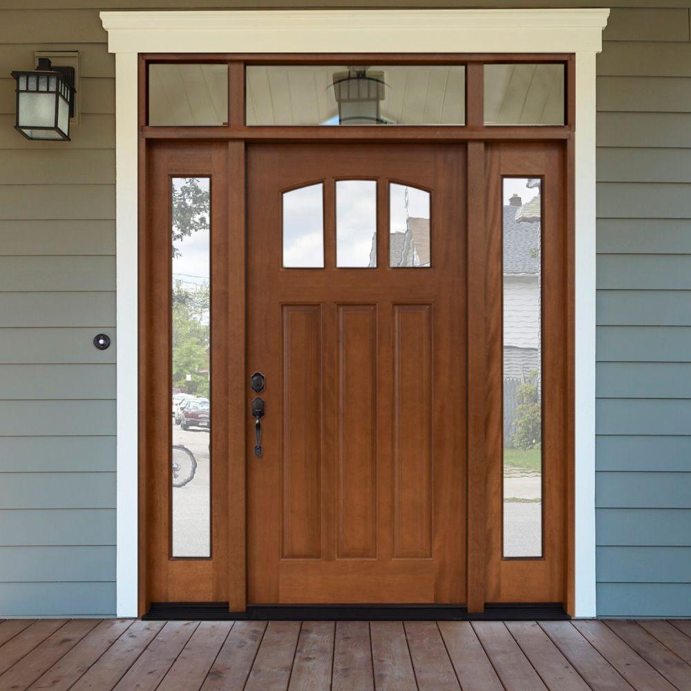 Steves Sons 64 In X 80 In Craftsman 3 Lite Arch Stained