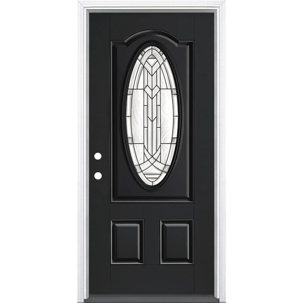 Masonite 36 In X 80 In Chatham 3 4 Oval Jet Black Right Hand