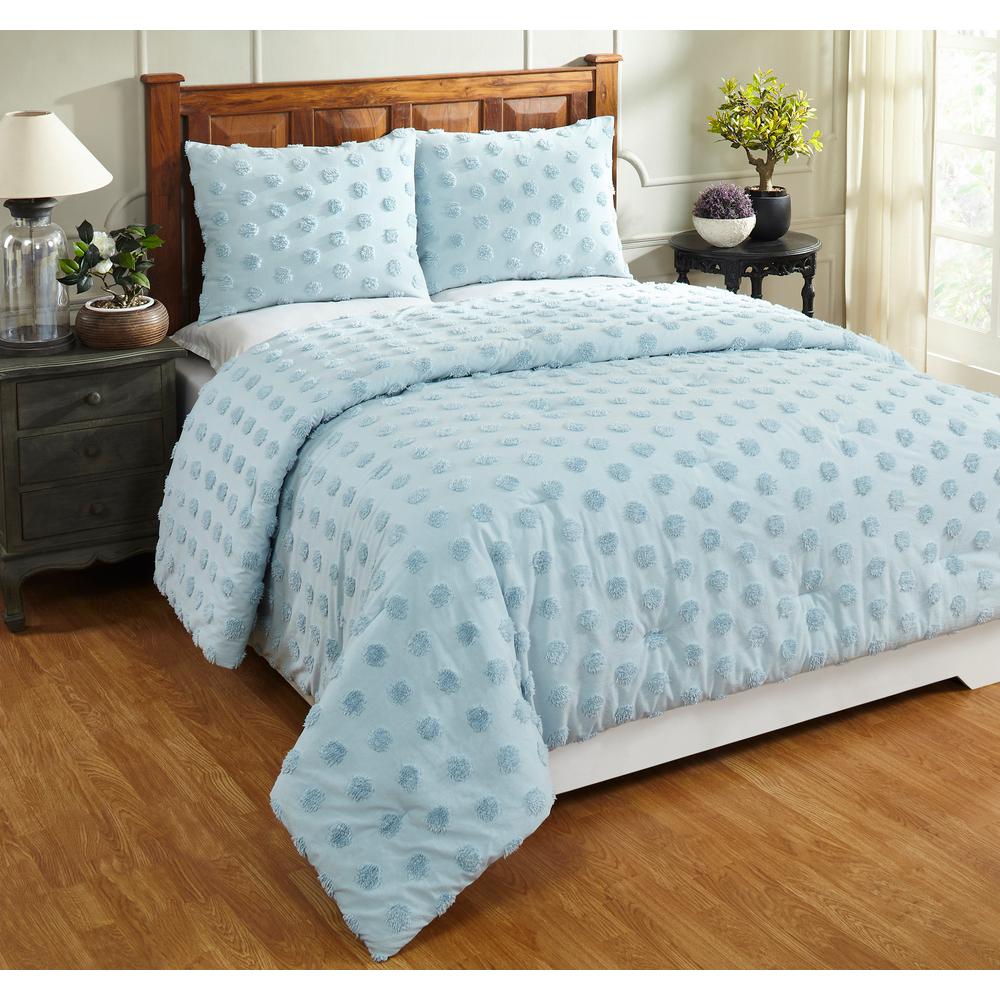 Better Trends Athenia Collection in Polka Dot Design Blue Full/Queen