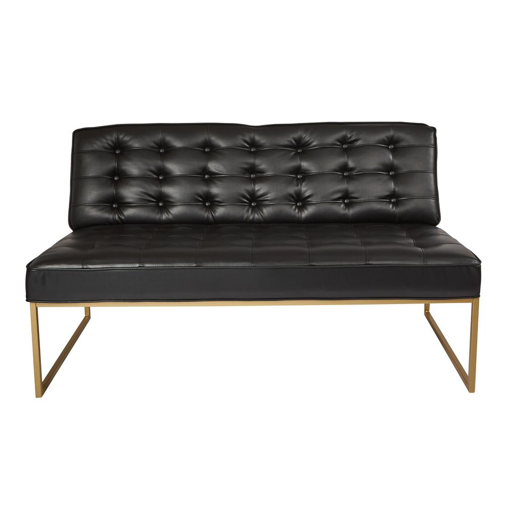 Office Star Products Anthony Black Faux Leather Loveseat