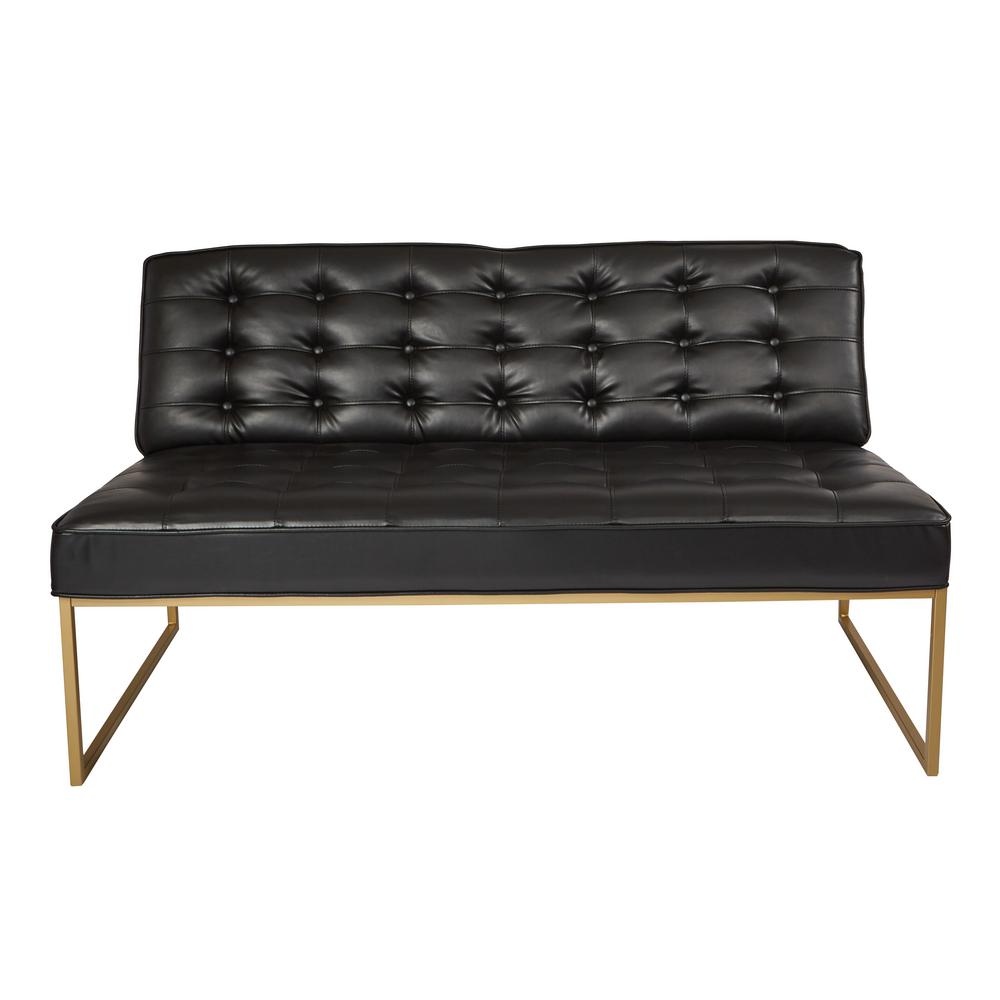 Office Star Products Anthony Black Faux Leather Loveseat With