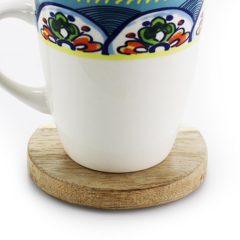 Ceramic Coaster Set with Metal Stand Farm Animals Design.