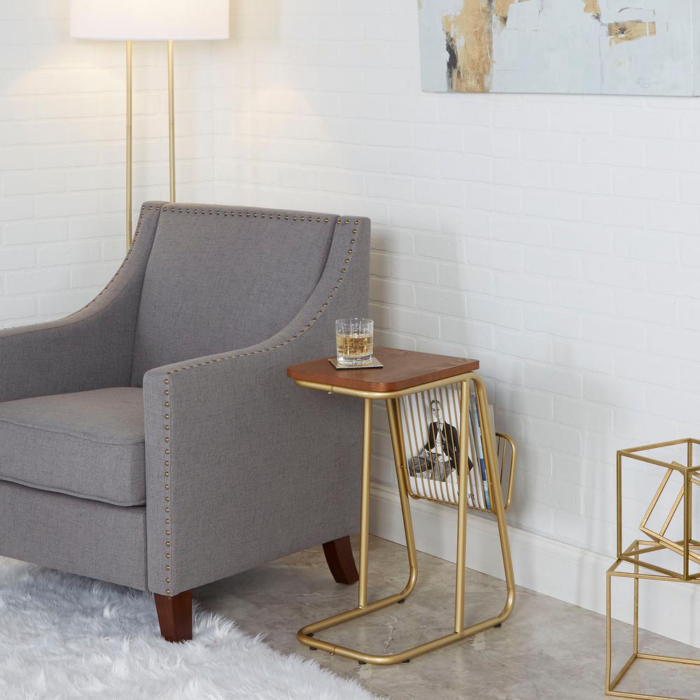 Silverwood Furniture Reimagined Thompson Brown And Gold Silverwood Furniture Reimagined Thompson Brown And Gold C Table With Wire Magazine Rack