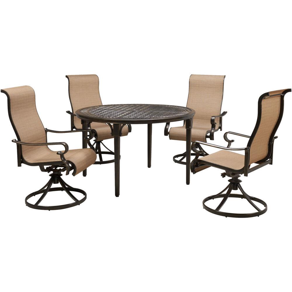 Hanover Brigantine 5-Piece Aluminum Outdoor Dining Set with 4 Sling ...