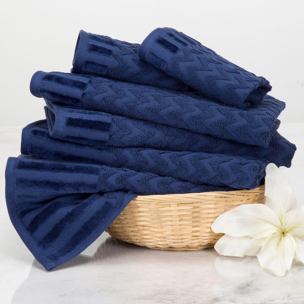 Free Shipping Bath Towels Bedding The Home Depot Chevron Egyptian Cotton Towel Set In Navy 6 Piece