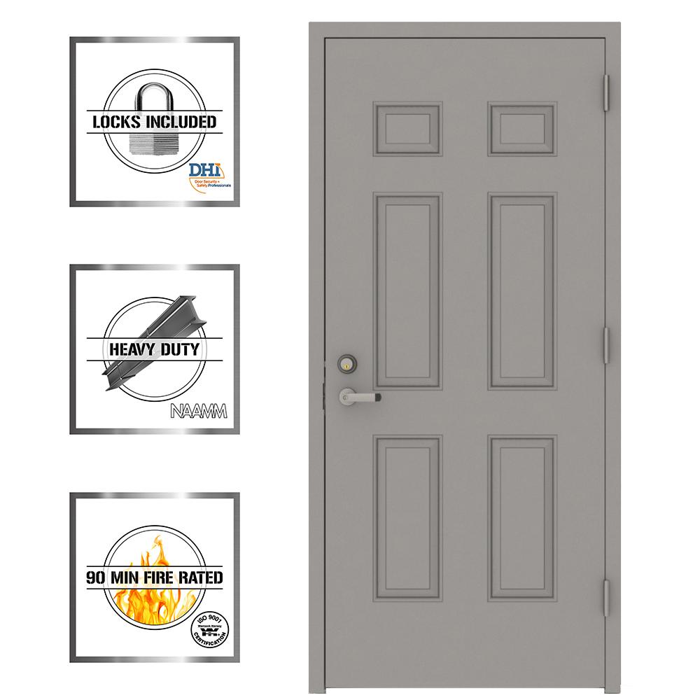 L I F Industries 30 In X 80 In Gray Left Hand 6 Panel Security