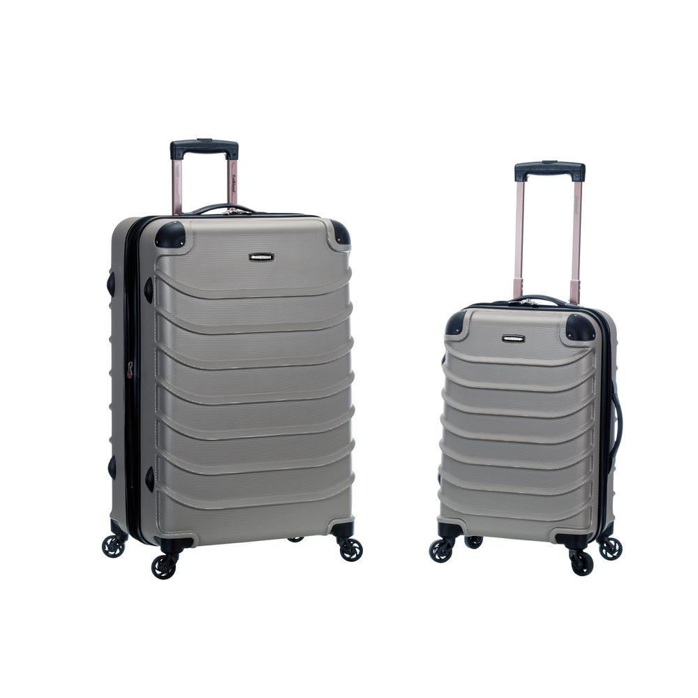 rockland melbourne 2pc abs spinner luggage set