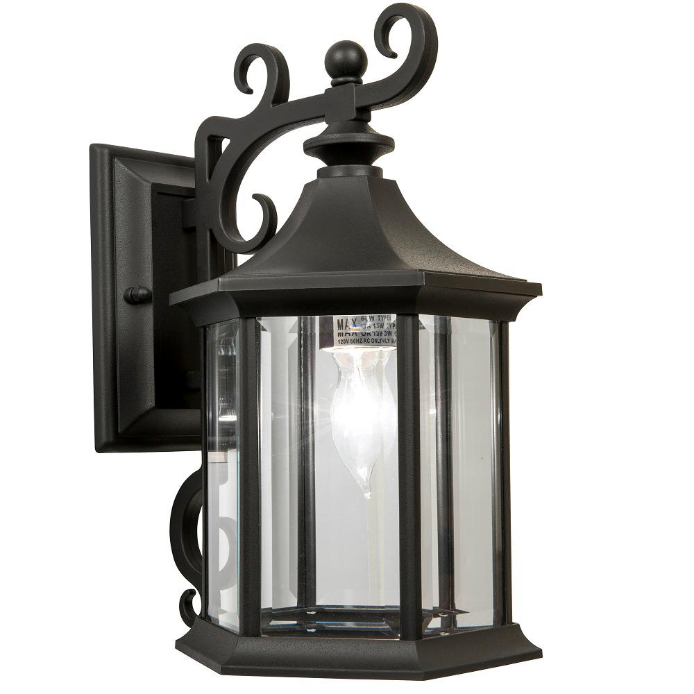 Hampton Bay 1Light Black DusktoDawn Outdoor Wall LanternBPP1611BLK