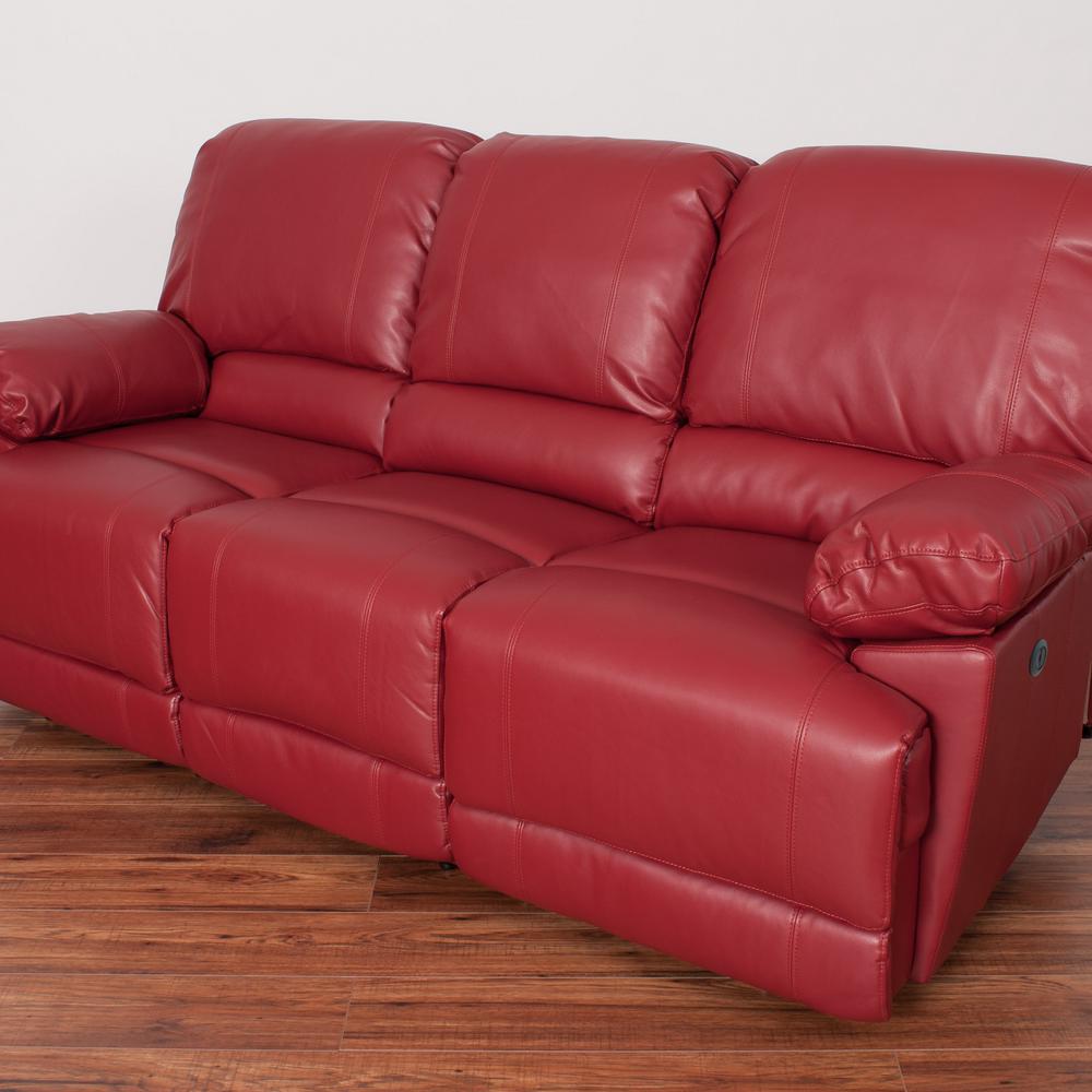 Corliving Lea Red Bonded Leather Reclining Sofa With
