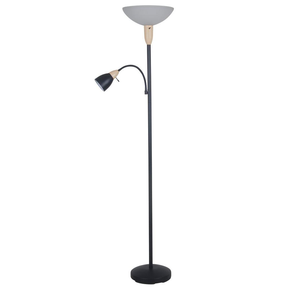 Alsy 71 In Black Floor Lamp With Frosted Glass Shade
